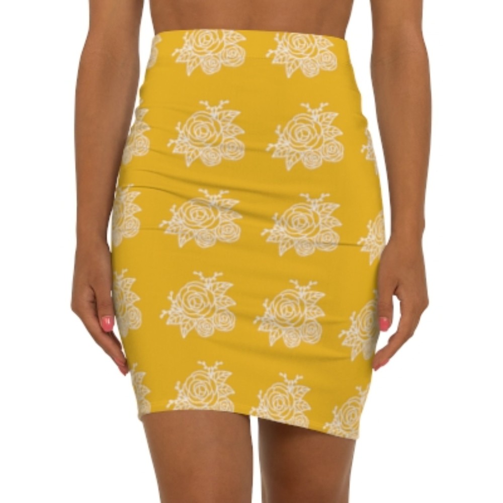 yellow roses Women's Mini Skirt NWOT